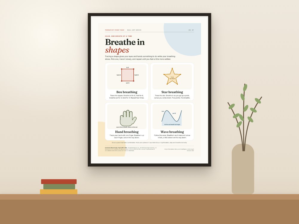 The Breathing Shapes Poster printable in a frame on a wall