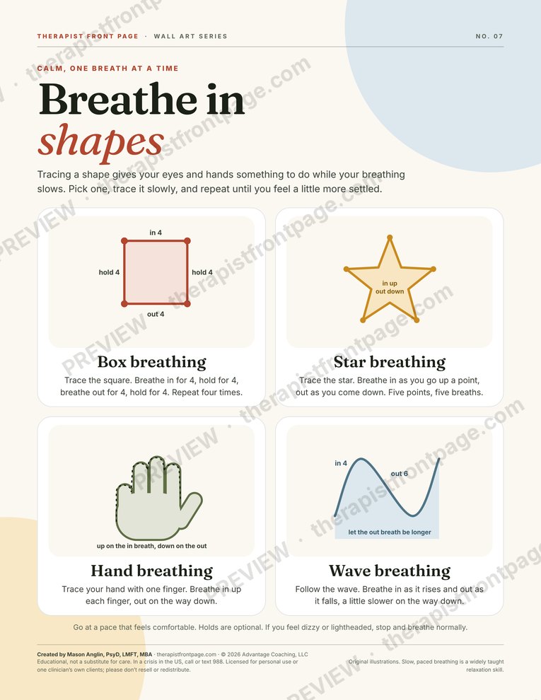 Full page preview of the Breathing Shapes Poster printable
