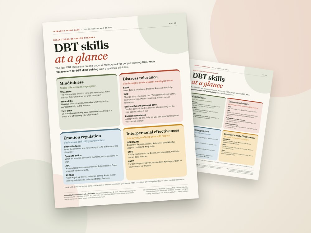 The DBT Skills Cheat Sheet printable