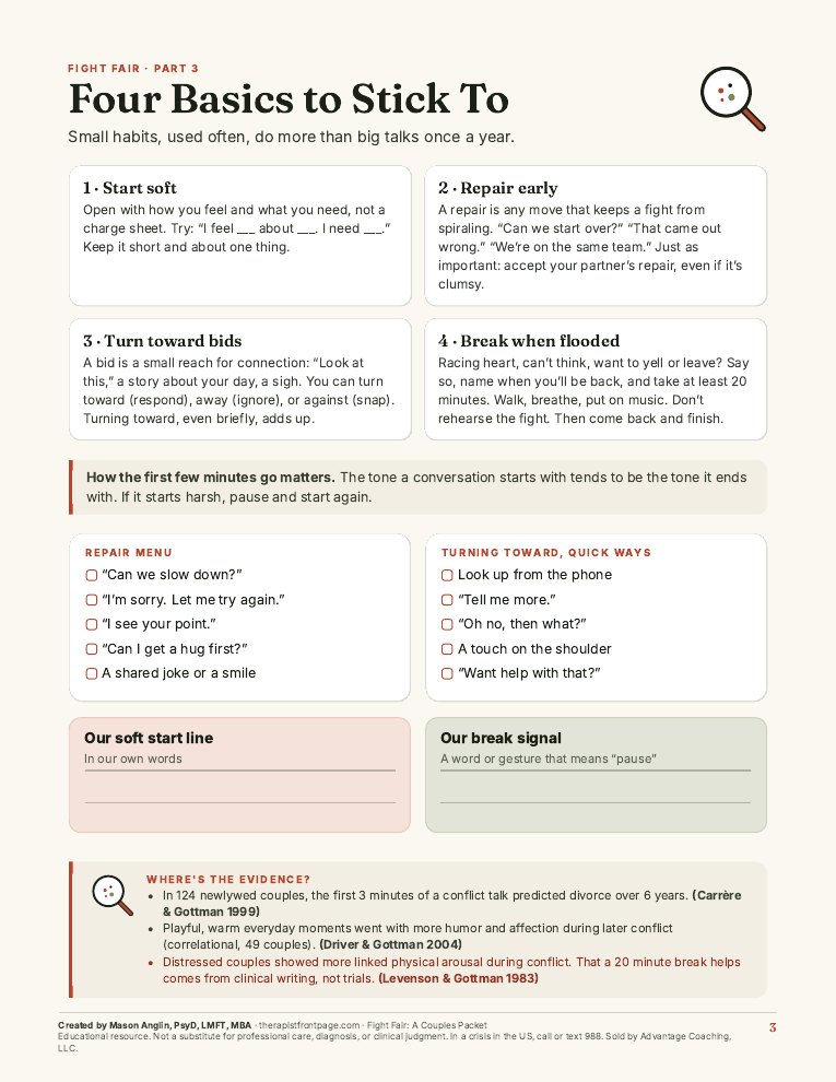 Preview of page 3, Four Basics to Stick To, from Fight Fair: A Couples Packet