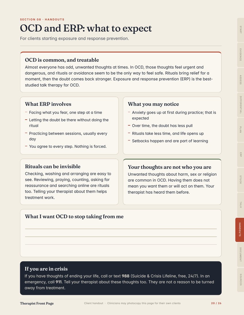 Preview of page 20, Client handout: OCD and ERP, from The Exposure Map