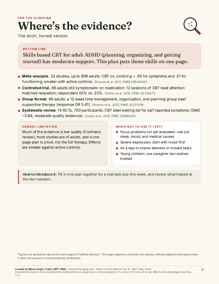 Preview of page 5, Where's the evidence?, from Start, Stay, Finish: ADHD Focus Plan