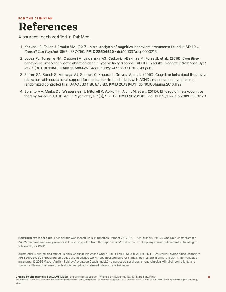 Preview of page 6, References, from Start, Stay, Finish: ADHD Focus Plan