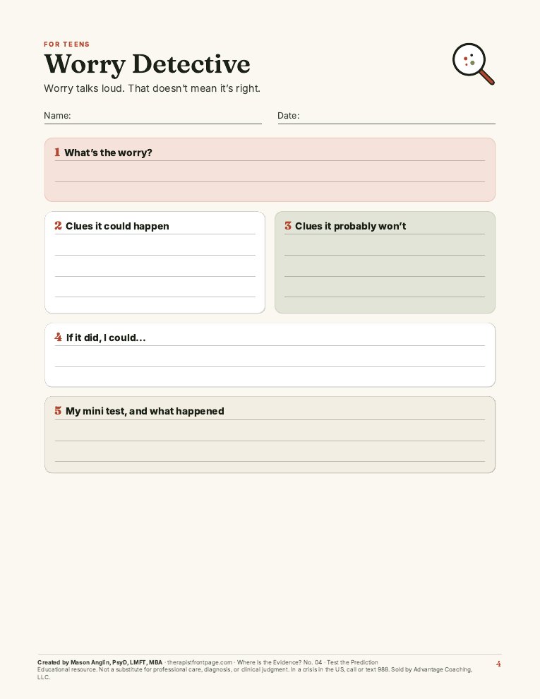 Preview of page 4, Worry Detective, from Test the Prediction