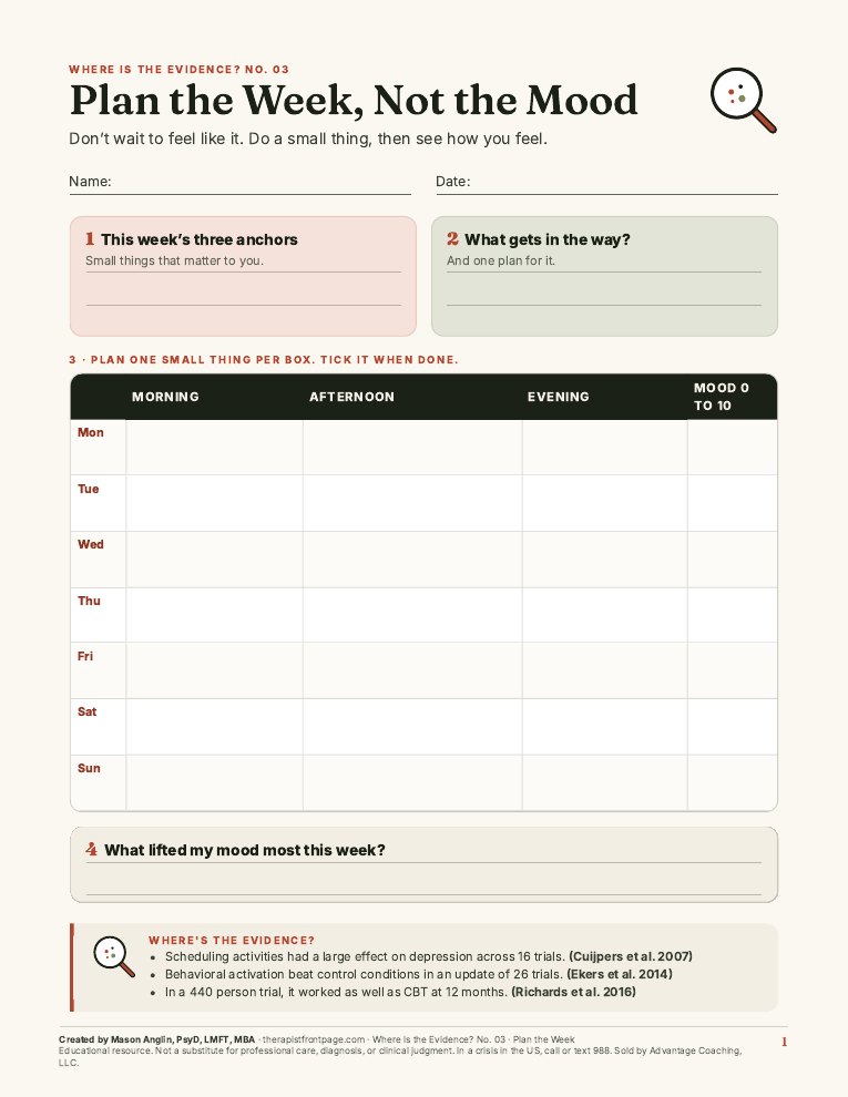 Preview of page 1, Plan the Week, Not the Mood, from Plan the Week, Not the Mood