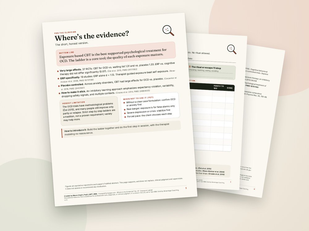 The clinician evidence page and references from Step by Step: Exposure Ladder