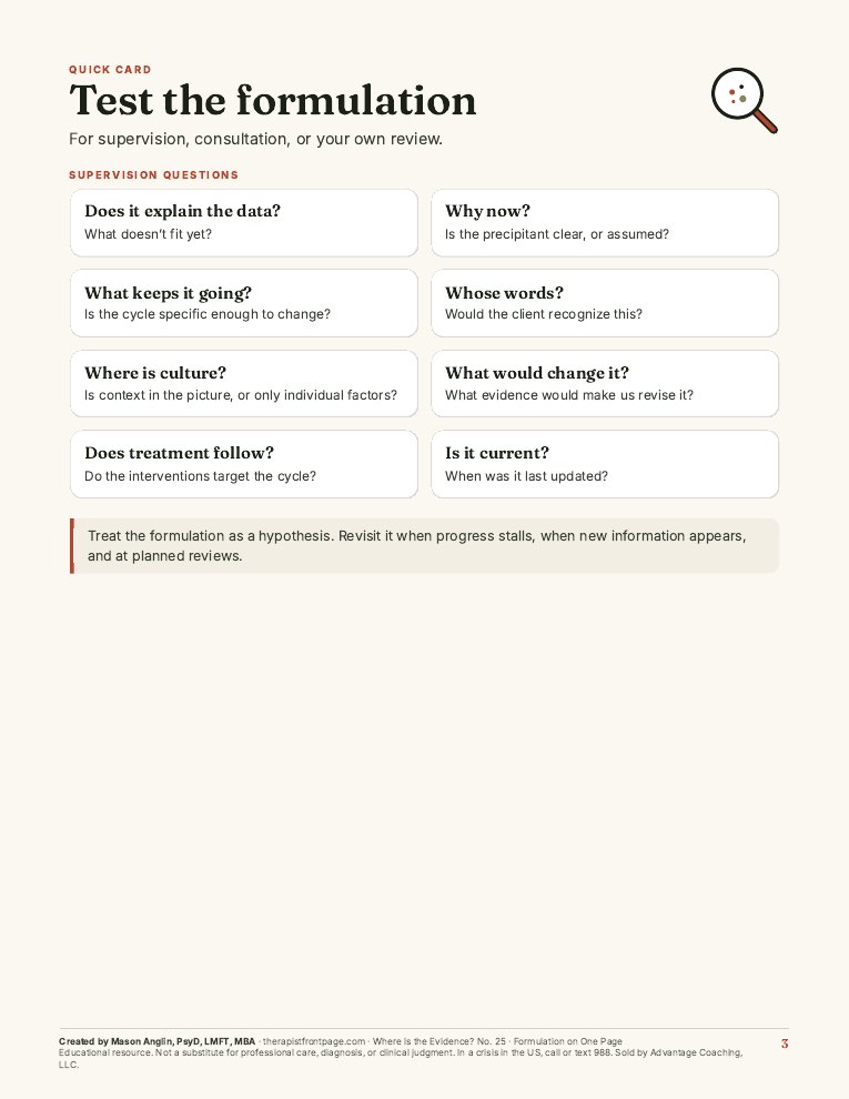 Preview of page 3, Test the formulation, from Formulation on One Page