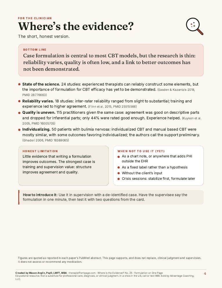 Preview of page 4, Where's the evidence?, from Formulation on One Page