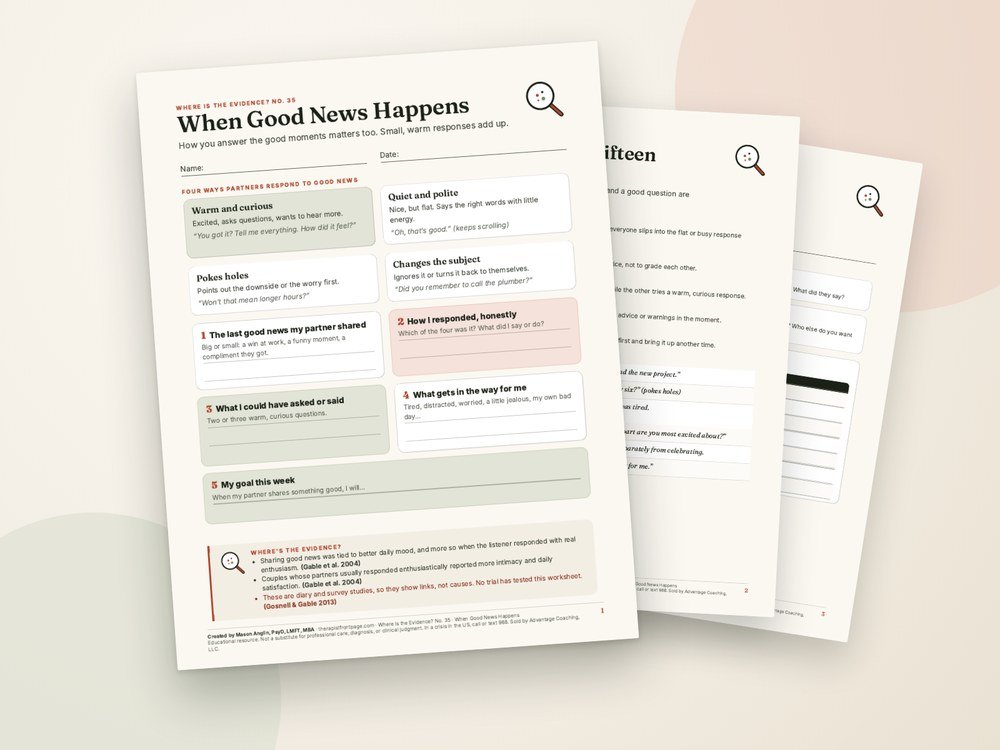 Pages from the When Good News Happens printable