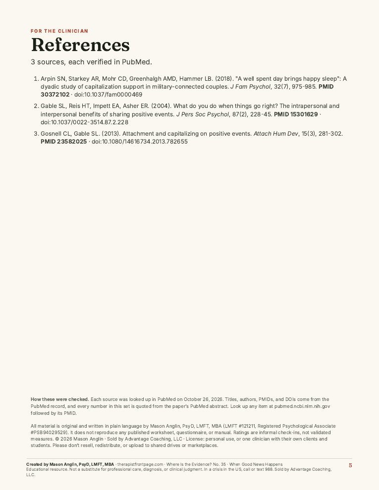 Preview of page 5, References, from When Good News Happens