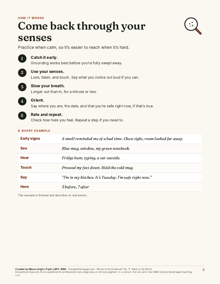Preview of page 2, Come back through your senses, from Back to the Room: Grounding