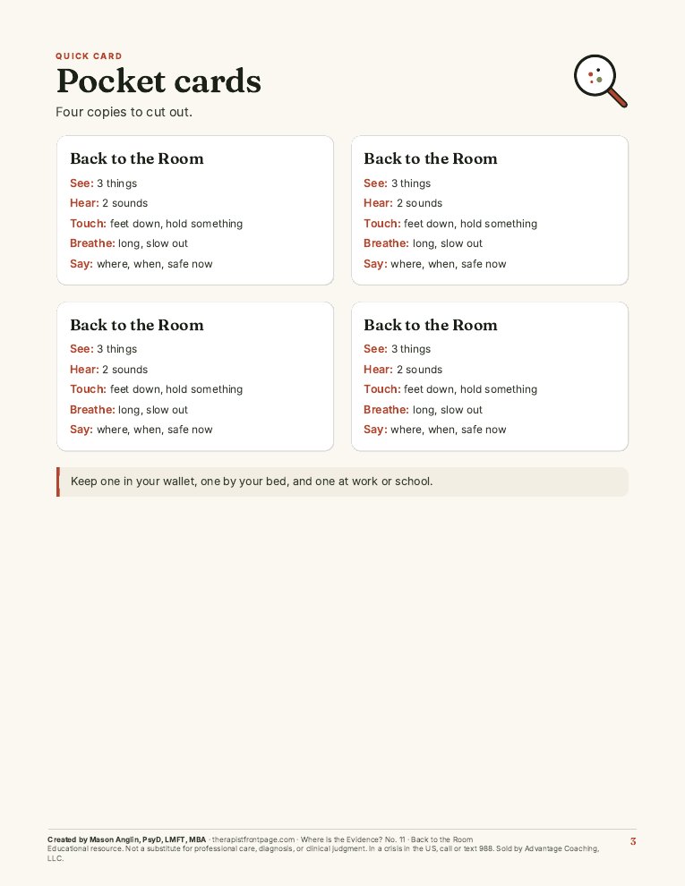 Preview of page 3, Pocket cards, from Back to the Room: Grounding
