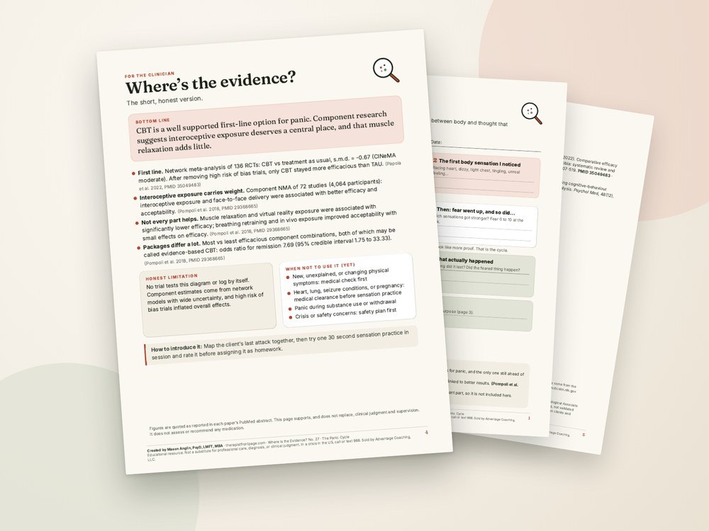 The clinician evidence page and references from The Panic Cycle