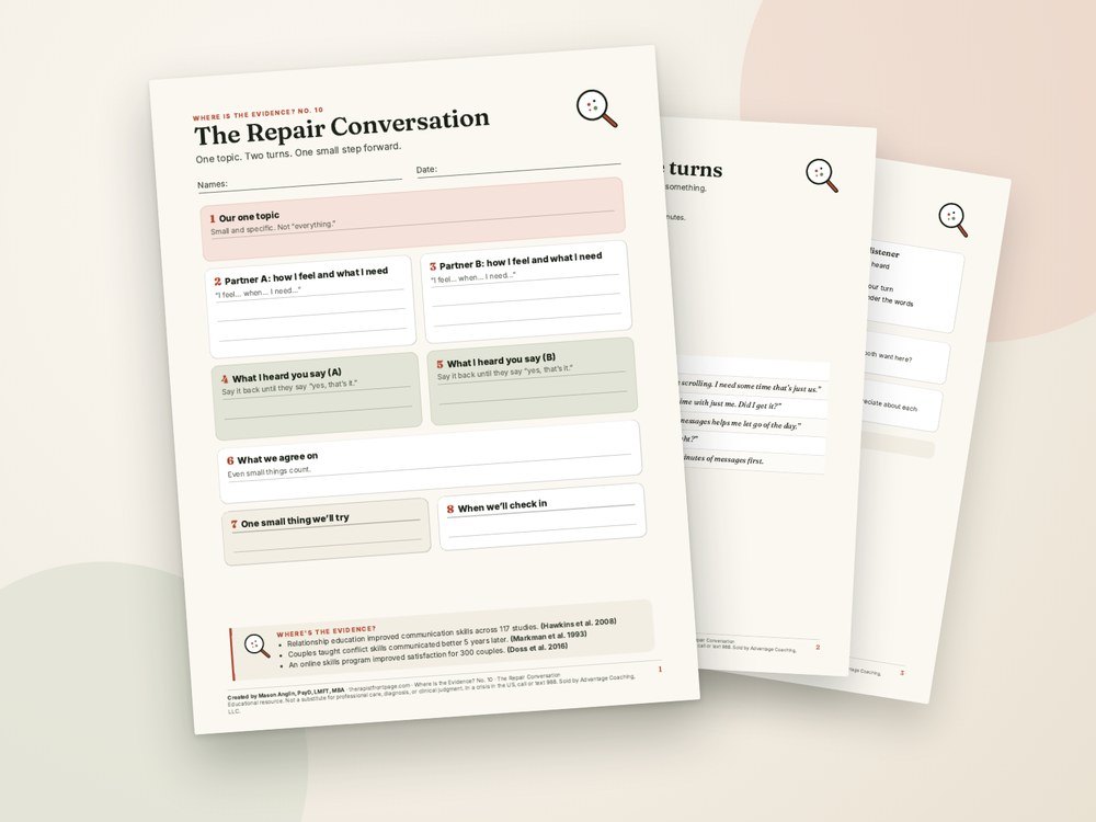 Pages from the The Repair Conversation worksheet