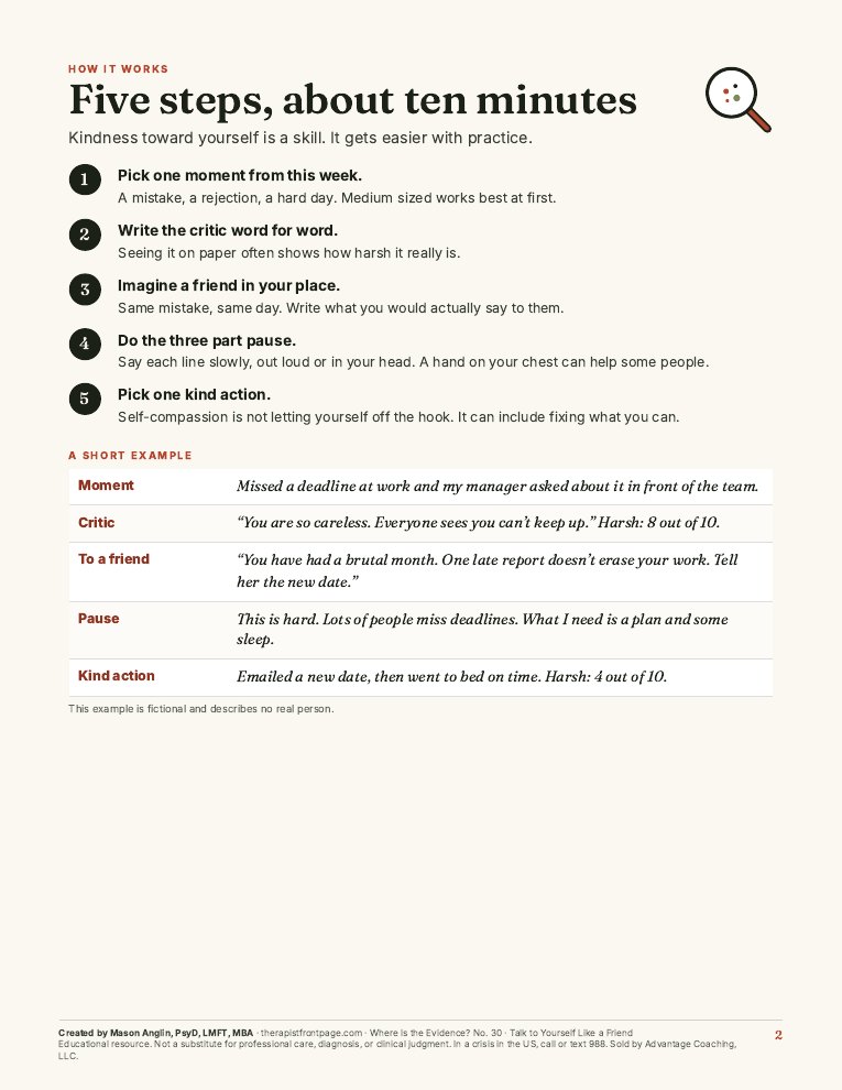 Preview of page 2, Five steps, about ten minutes, from Talk to Yourself Like a Friend