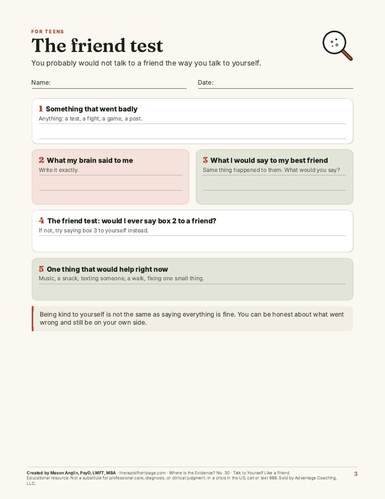 Preview of page 3, The friend test, from Talk to Yourself Like a Friend