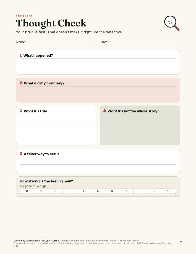 Preview of page 4, Thought Check, from The Thought Record